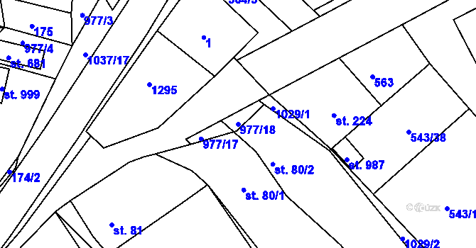 Parcela st. 977/18 v KÚ Luže, Katastrální mapa