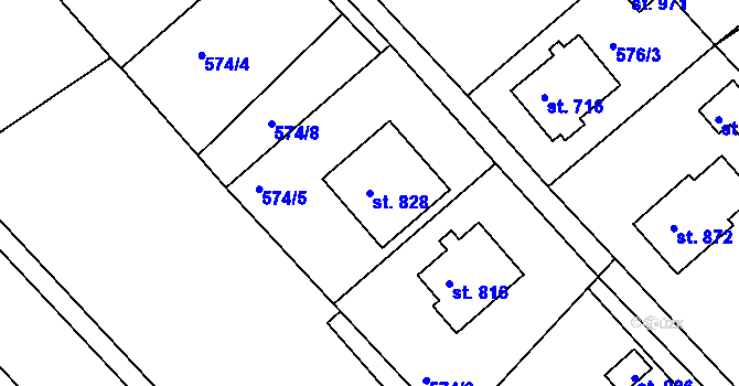 Parcela st. 828 v KÚ Luže, Katastrální mapa
