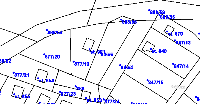 Parcela st. 846/6 v KÚ Luže, Katastrální mapa
