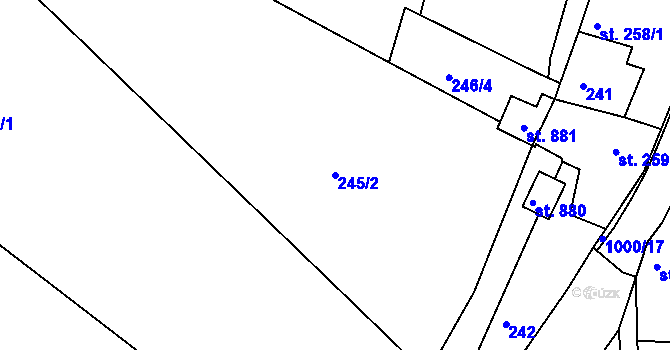 Parcela st. 245/2 v KÚ Luže, Katastrální mapa