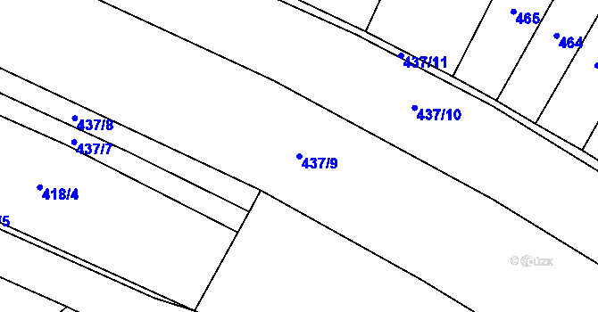 Parcela st. 437/9 v KÚ Luže, Katastrální mapa