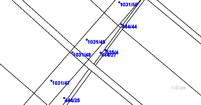 Parcela st. 444/27 v KÚ Luže, Katastrální mapa