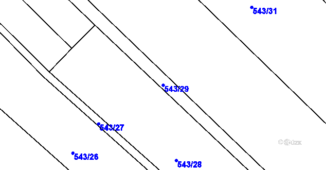 Parcela st. 543/29 v KÚ Luže, Katastrální mapa