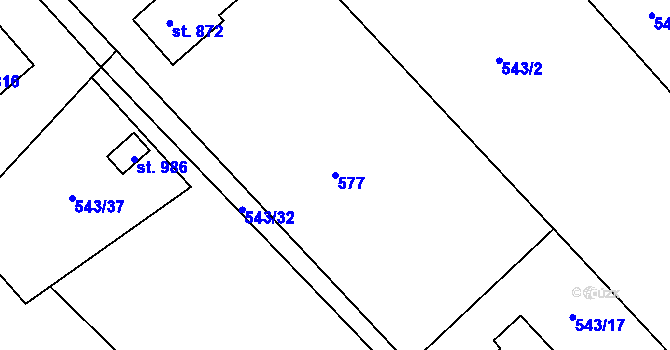 Parcela st. 577 v KÚ Luže, Katastrální mapa