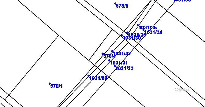 Parcela st. 578/4 v KÚ Luže, Katastrální mapa