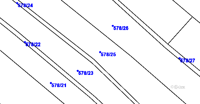 Parcela st. 578/25 v KÚ Luže, Katastrální mapa