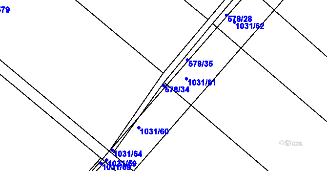 Parcela st. 578/34 v KÚ Luže, Katastrální mapa