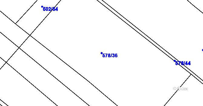 Parcela st. 578/36 v KÚ Luže, Katastrální mapa