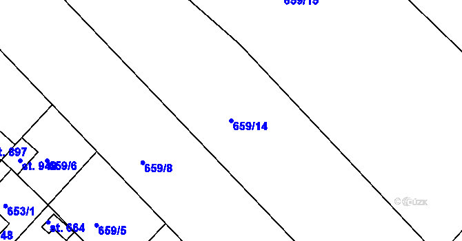 Parcela st. 659/14 v KÚ Luže, Katastrální mapa