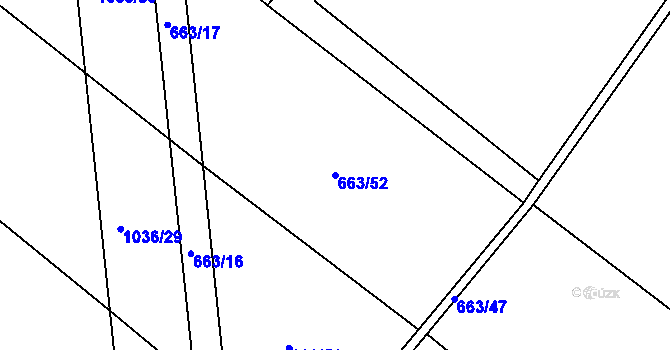 Parcela st. 663/52 v KÚ Luže, Katastrální mapa
