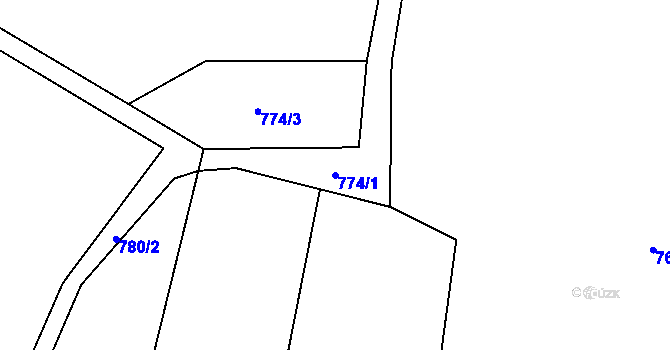 Parcela st. 774/1 v KÚ Luže, Katastrální mapa