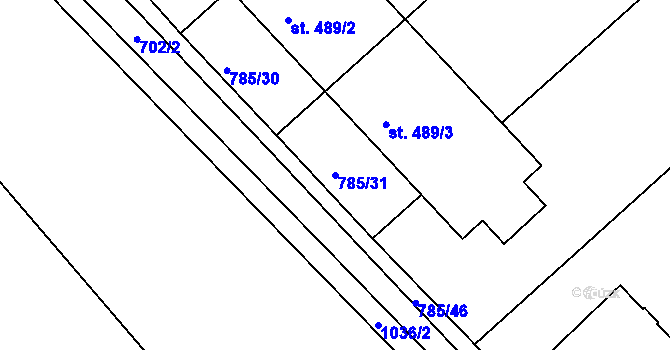 Parcela st. 785/31 v KÚ Luže, Katastrální mapa