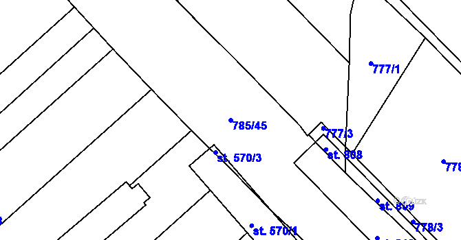 Parcela st. 785/45 v KÚ Luže, Katastrální mapa