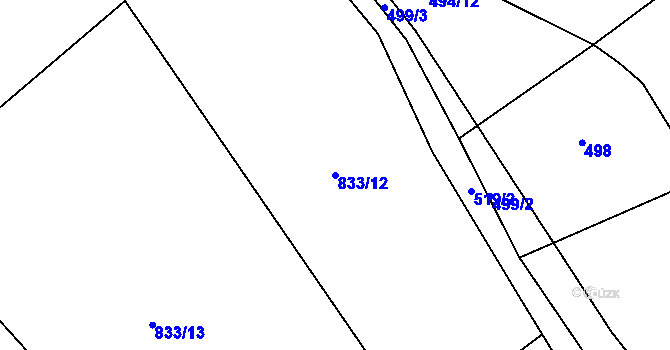Parcela st. 833/12 v KÚ Luže, Katastrální mapa