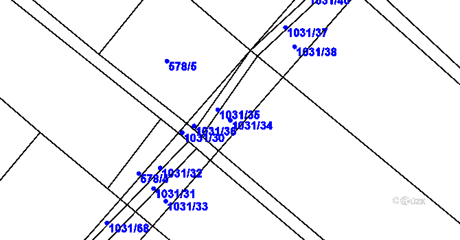 Parcela st. 1031/34 v KÚ Luže, Katastrální mapa