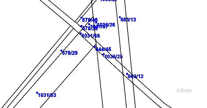 Parcela st. 1036/25 v KÚ Luže, Katastrální mapa