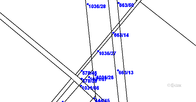 Parcela st. 1036/27 v KÚ Luže, Katastrální mapa