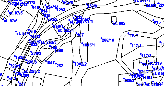 Parcela st. 1045/1 v KÚ Luže, Katastrální mapa