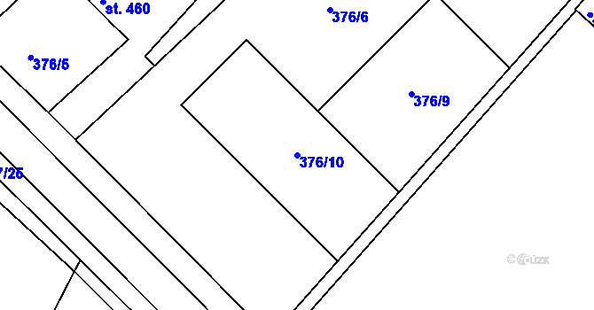 Parcela st. 376/10 v KÚ Luže, Katastrální mapa