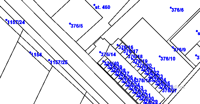 Parcela st. 376/14 v KÚ Luže, Katastrální mapa