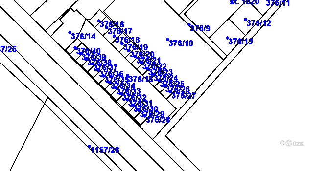 Parcela st. 376/26 v KÚ Luže, Katastrální mapa