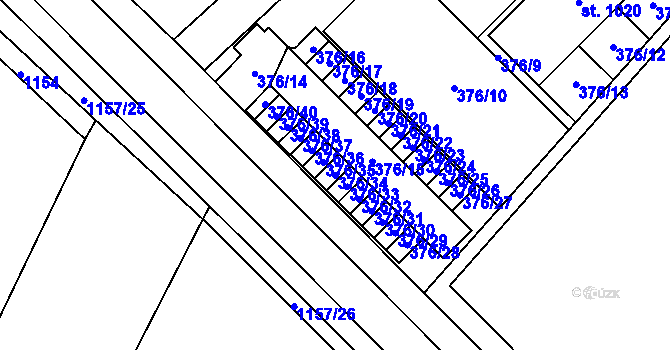 Parcela st. 376/34 v KÚ Luže, Katastrální mapa