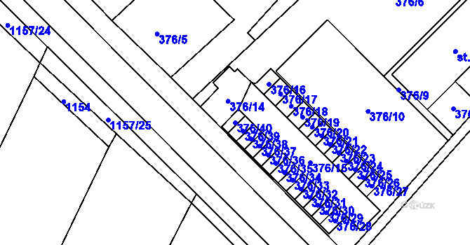 Parcela st. 376/40 v KÚ Luže, Katastrální mapa