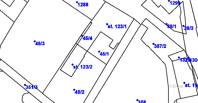 Parcela st. 45/1 v KÚ Luže, Katastrální mapa