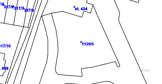 Parcela st. 1129/5 v KÚ Luže, Katastrální mapa