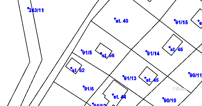 Parcela st. 56 v KÚ Zdislav, Katastrální mapa