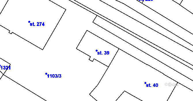 Parcela st. 39 v KÚ Lužec nad Cidlinou, Katastrální mapa