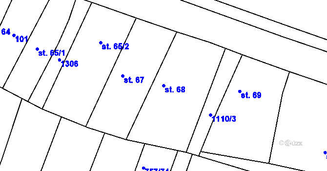 Parcela st. 68 v KÚ Lužec nad Cidlinou, Katastrální mapa