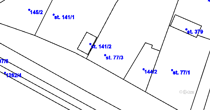 Parcela st. 77/3 v KÚ Lužec nad Cidlinou, Katastrální mapa