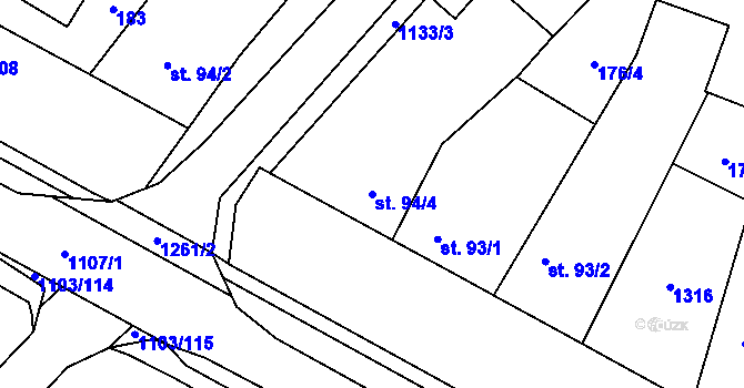 Parcela st. 94/4 v KÚ Lužec nad Cidlinou, Katastrální mapa