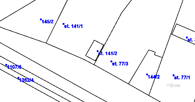 Parcela st. 141/2 v KÚ Lužec nad Cidlinou, Katastrální mapa