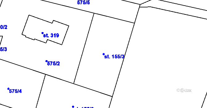 Parcela st. 155/3 v KÚ Lužec nad Cidlinou, Katastrální mapa