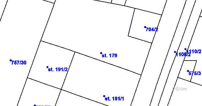 Parcela st. 179 v KÚ Lužec nad Cidlinou, Katastrální mapa
