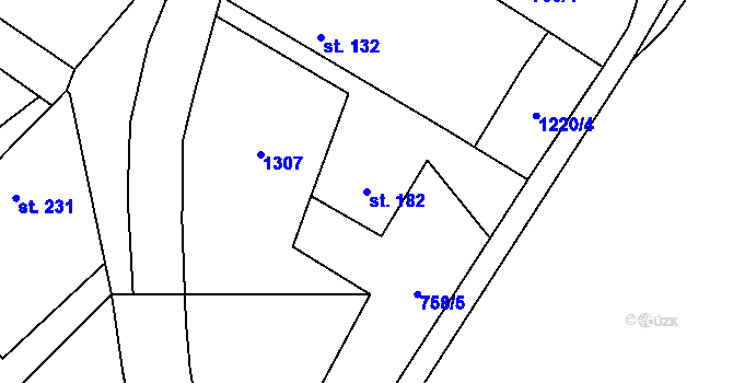 Parcela st. 182 v KÚ Lužec nad Cidlinou, Katastrální mapa
