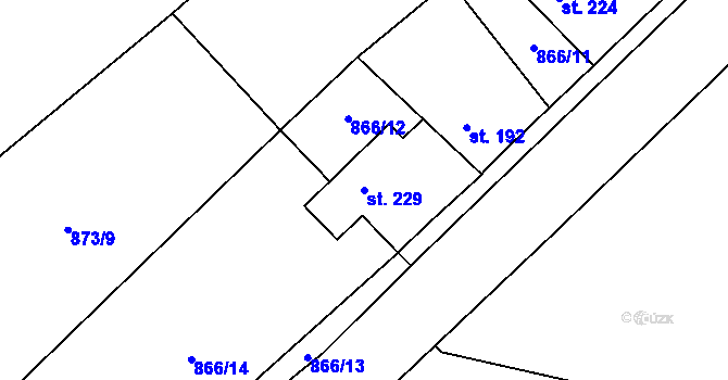 Parcela st. 229 v KÚ Lužec nad Cidlinou, Katastrální mapa