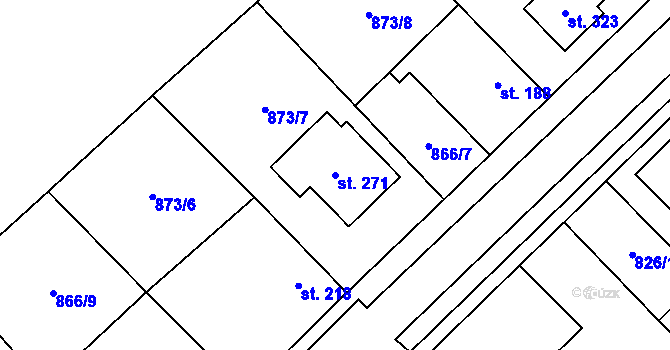 Parcela st. 271 v KÚ Lužec nad Cidlinou, Katastrální mapa