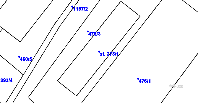 Parcela st. 273/1 v KÚ Lužec nad Cidlinou, Katastrální mapa