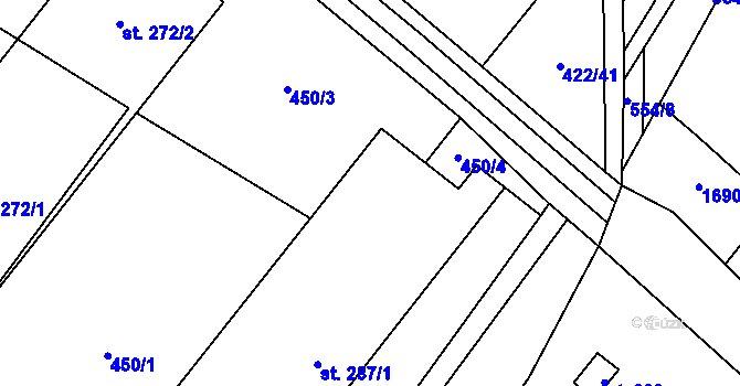Parcela st. 287/3 v KÚ Lužec nad Cidlinou, Katastrální mapa