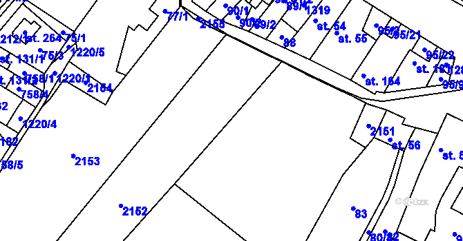 Parcela st. 80 v KÚ Lužec nad Cidlinou, Katastrální mapa