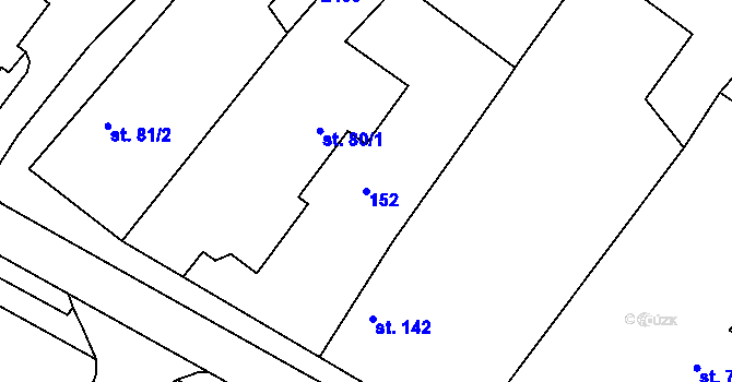 Parcela st. 152 v KÚ Lužec nad Cidlinou, Katastrální mapa