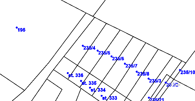Parcela st. 235/5 v KÚ Lužec nad Cidlinou, Katastrální mapa