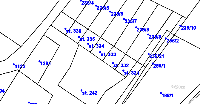 Parcela st. 333 v KÚ Lužec nad Cidlinou, Katastrální mapa