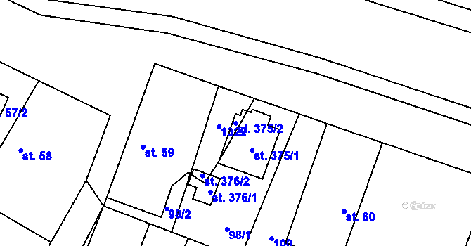 Parcela st. 375/2 v KÚ Lužec nad Cidlinou, Katastrální mapa
