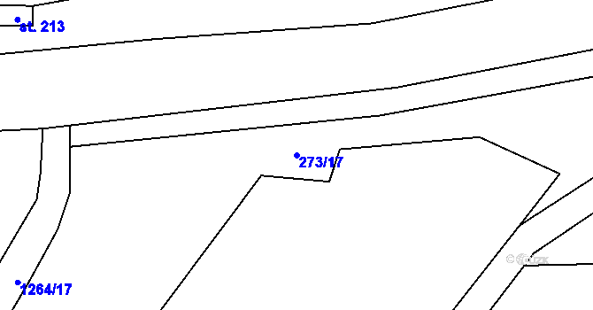 Parcela st. 273/17 v KÚ Lužec nad Cidlinou, Katastrální mapa