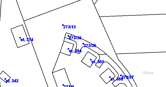 Parcela st. 273/36 v KÚ Lužec nad Cidlinou, Katastrální mapa