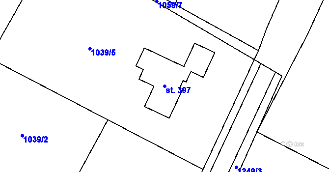 Parcela st. 397 v KÚ Lužec nad Cidlinou, Katastrální mapa